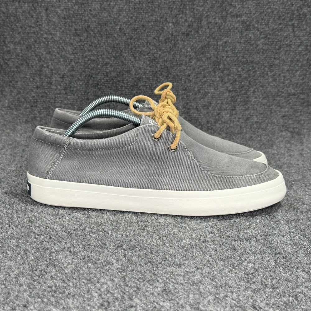 Sperry Vineyard Vines Boat Shoes Mens 9‎ Grey Canvas Low Lace Casual Sneakers